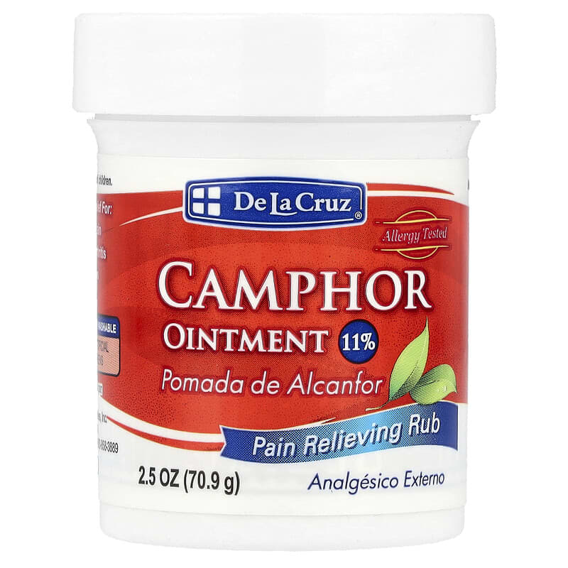 De La Cruz, Camphor Ointment 11%, Pain Relieving Rub,  (70.9 g)