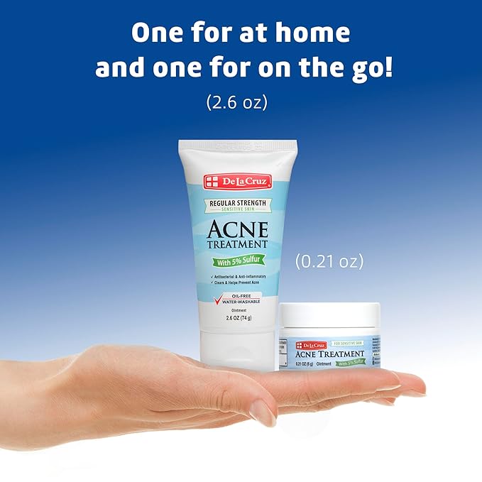 De La Cruz Acne Treatment for Sensitive Skin with 5% Sulfur 2.6 OZ. (6 g)