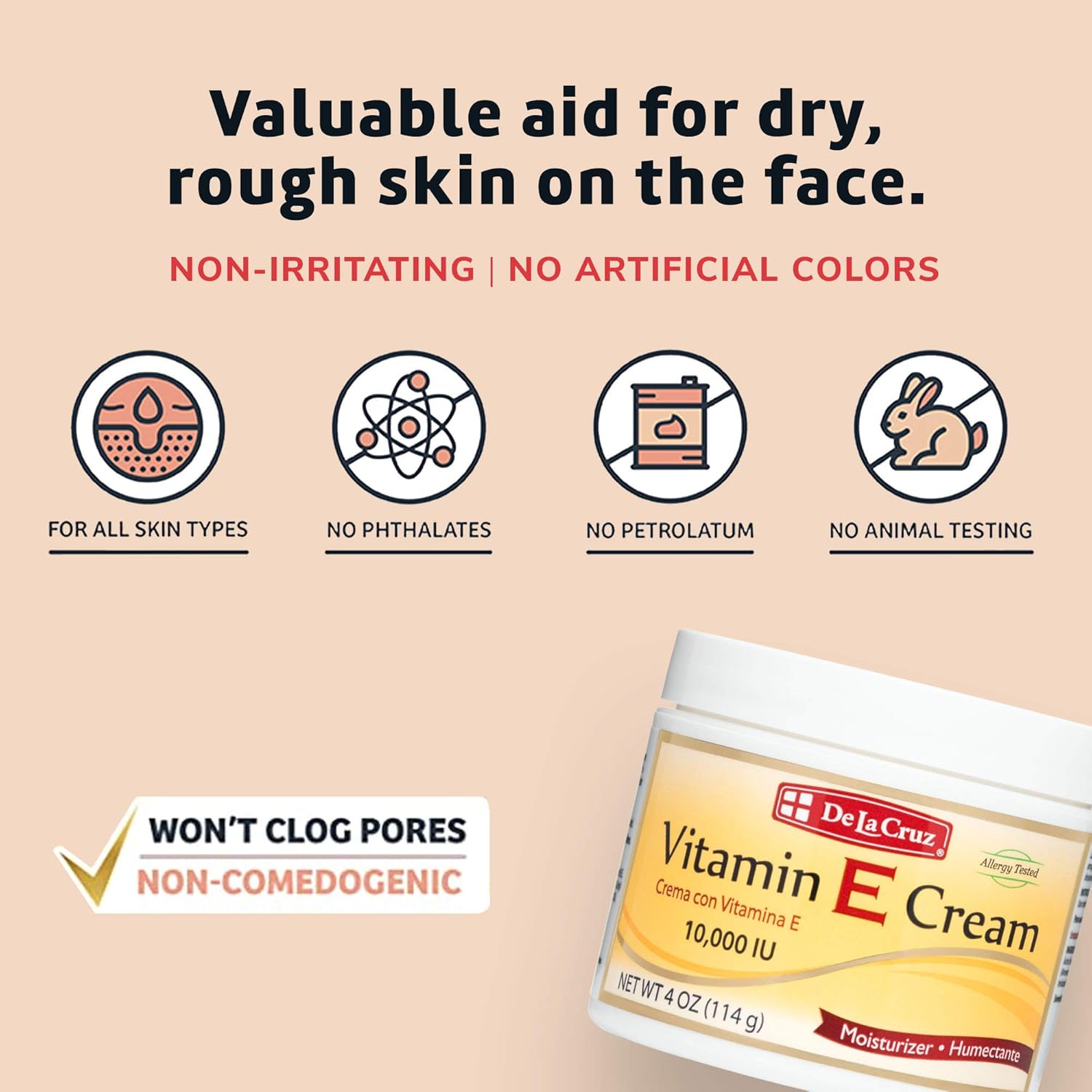 De La Cruz Vitamin E Cream 4 OZ. (114 g)