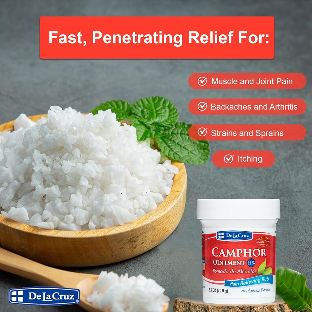 De La Cruz, Camphor Ointment 11%, Pain Relieving Rub,  (70.9 g)