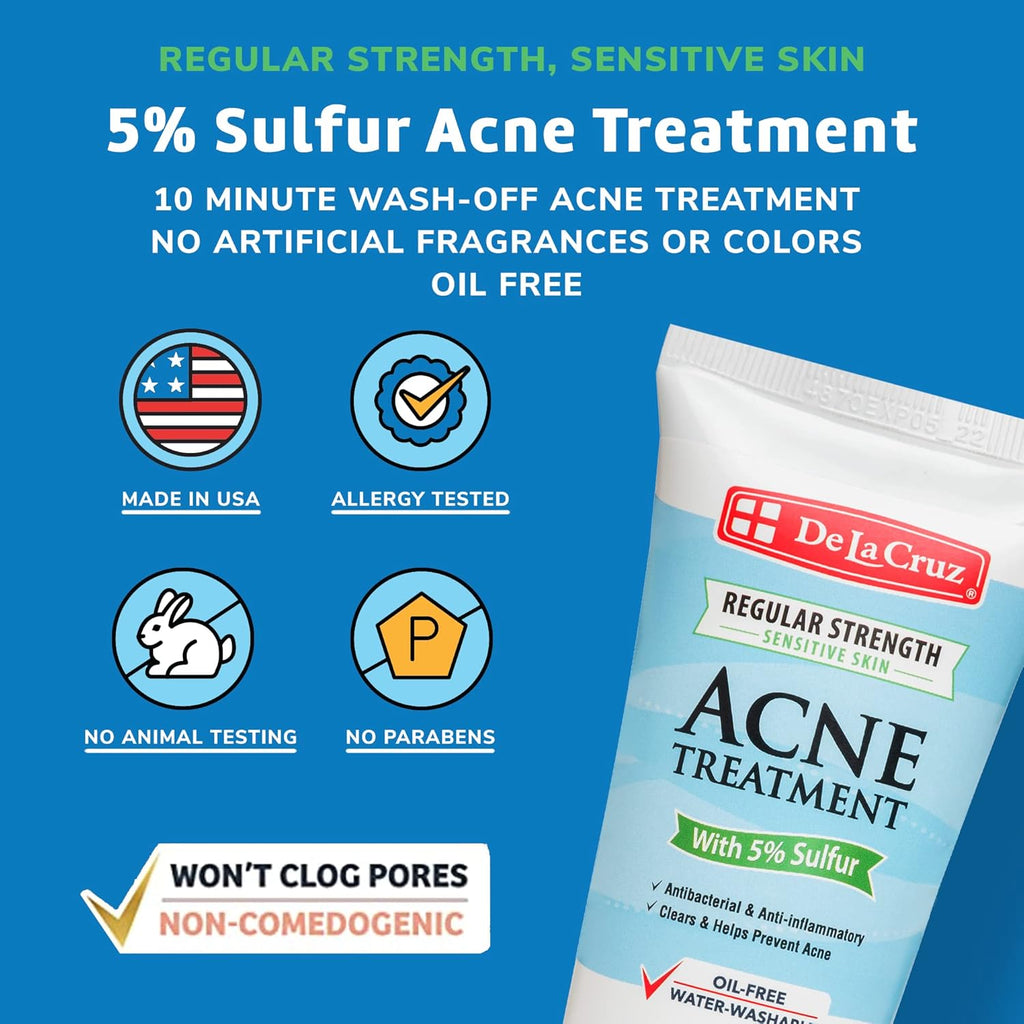 De La Cruz, Acne Treatment Ointment with 5% Sulfur, For Sensitive Skin, 2.6 oz (74 g)